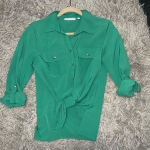 Green Button Down Blouse
